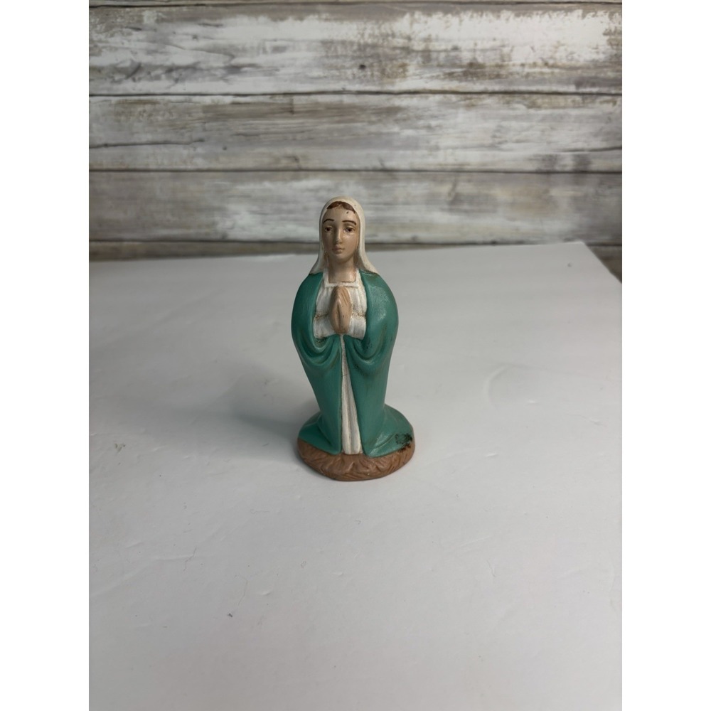 Vintage Handmade Mold Mother Mary Figurine 5" Tall Signed.